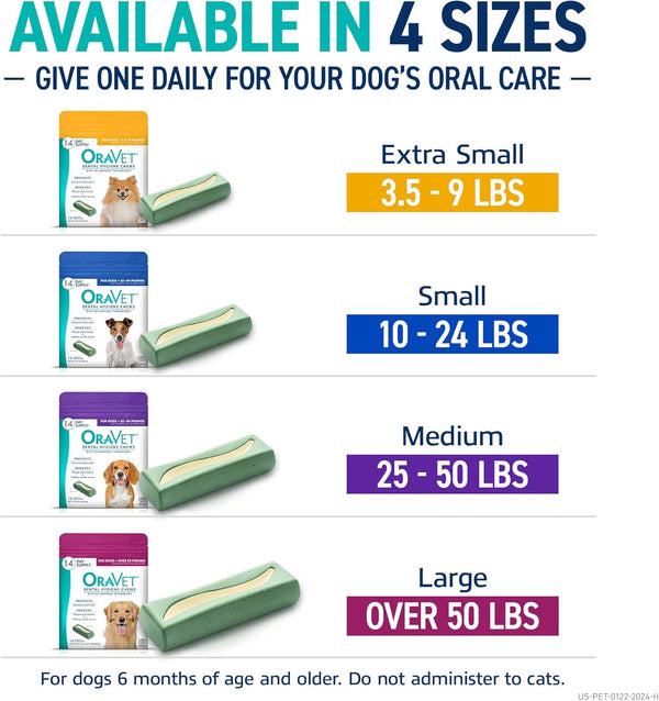 oravet dental chews for dogs small 10-24 lbs blue pouch 30 count