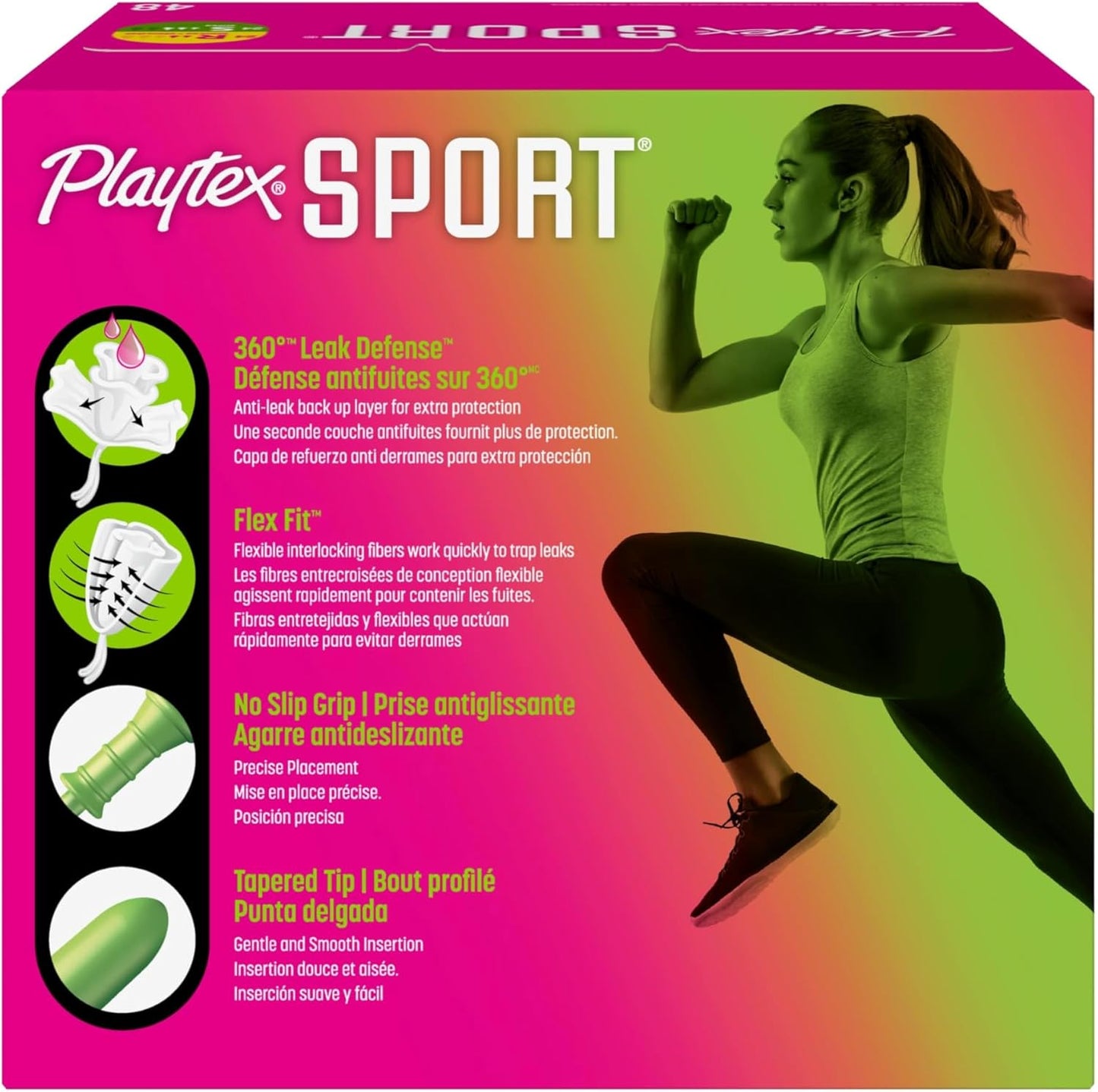 Playtex Sport Tampons Multipack (24ct Regular/24ct Super), Fragrance-Free - 48ct | Tampons Regular and Super, Playtex Tampon Multipack, Feminine Care with 360 Leak Defense