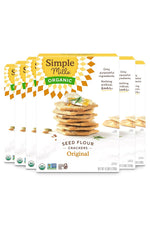 Simple Mills Organic Seed Crackers, Original, Gluten Free, Flax Seed, Sunflower Seeds, Corn Free, Low-Calorie Snacks, Plant Based, Nutrient Dense, 4.25oz, 3 Count