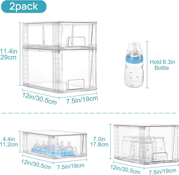 Vtopmart Clear Stackable Storage Drawers for Kitchen and Bathroom Organization