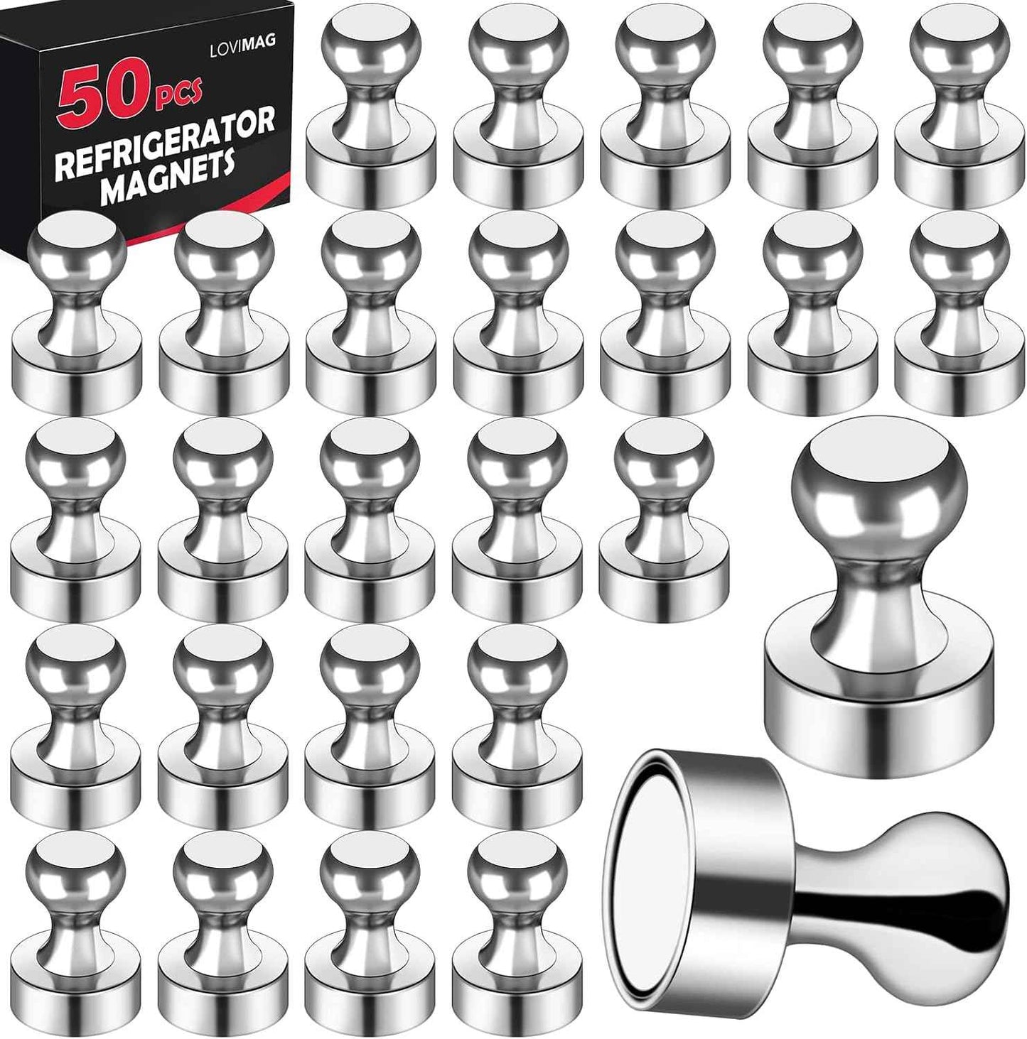 LOVIMAG 12Pcs Black Fridge Magnets, Small and Strong Magnets for Whiteboard, Office, Classroom, Map, Kitchen