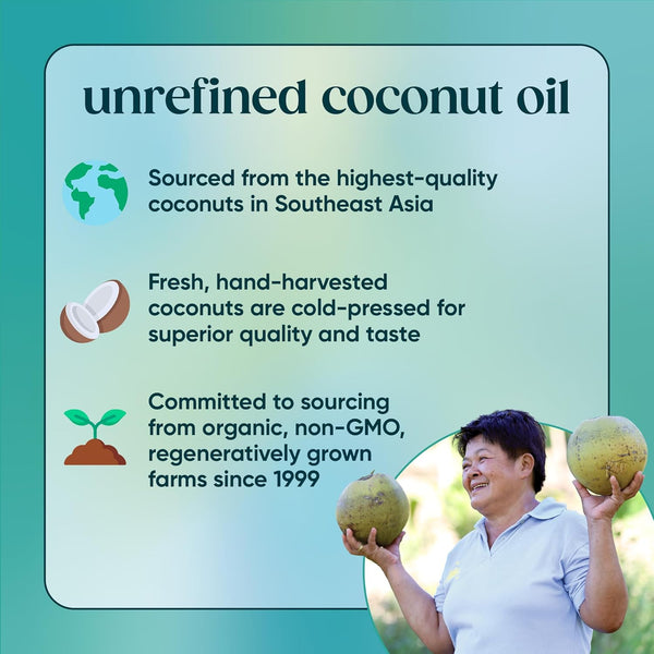 nutiva organic cold-pressed unrefined virgin coconut oil non-gmo sustainably farmed coconuts 15-ounce