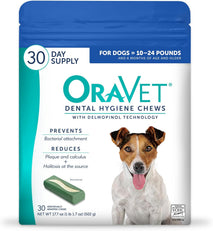 oravet dental chews for dogs small 10-24 lbs blue pouch 30 count