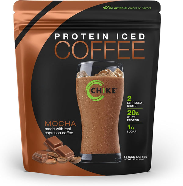 Chike Mocha High Protein Iced Coffee, 20g Protein, 2 Shots Espresso, 1g Sugar, Keto Friendly, Gluten Free, 14 Servings