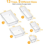 13-Piece Drawer Organizer Set with Non-Slip Pads for Desk, Bathroom, and Kitchen