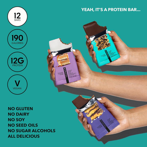 TRUBAR Vegan Protein Bar Variety Pack, Assorted Flavors, 12 CT