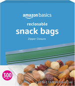 Amazon Basics Reclosable Food Storage Snack Bags for Everyday Use