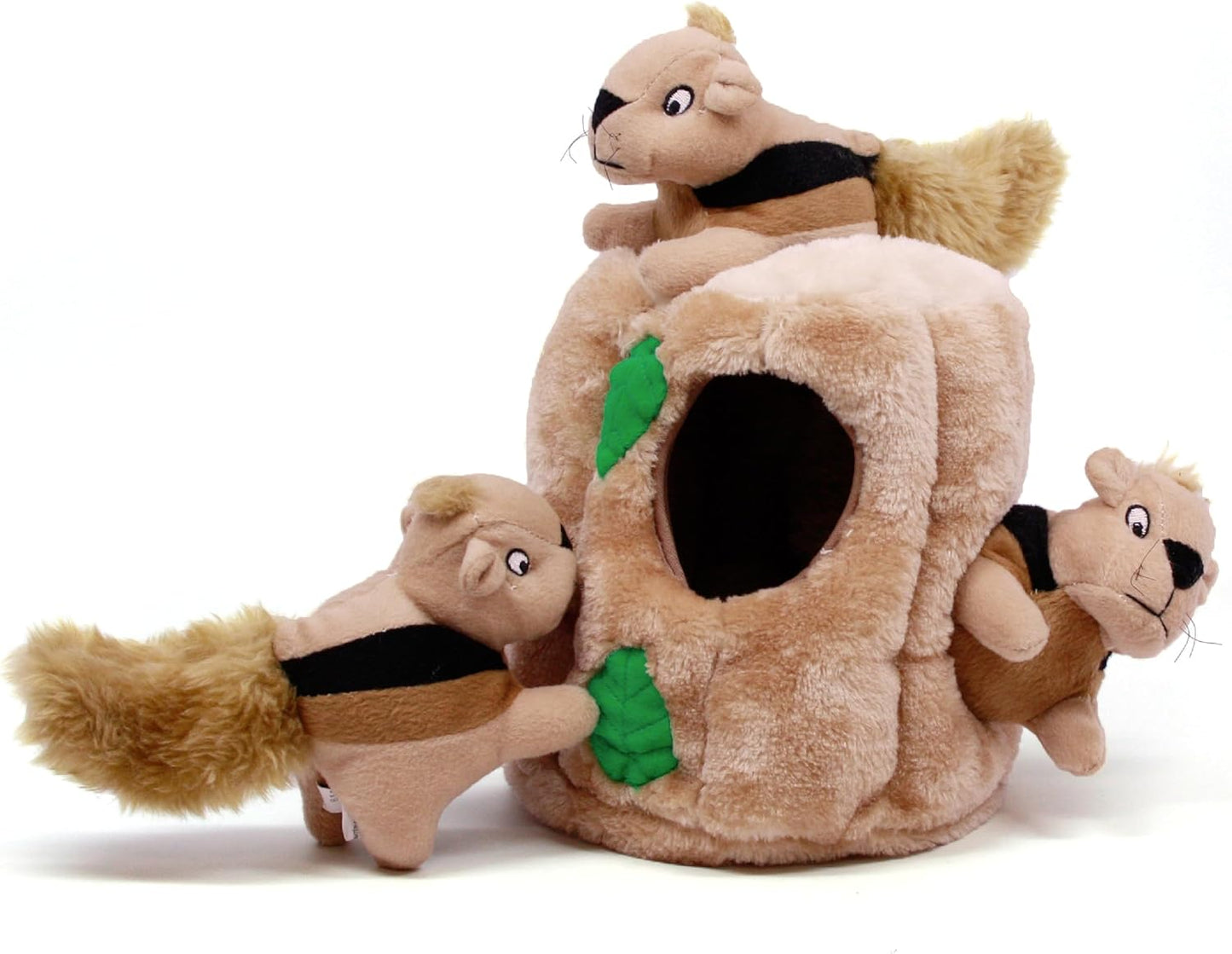 Outward Hound Hide-A-Squirrel Dog Toy – Interactive 2‑in‑1 Plush Puzzle with 3 Squeaky Removable Squirrels, Small