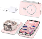 Magnetic Wireless Charger for iPhone: 3 in 1 Travel Charging Station for Apple Devices for iPhone 17 Air 16 15 14 13 12 Pro Max Plus - Foldable Charging Pad for Apple Watch Series & Airpods 4 3 2 Pro