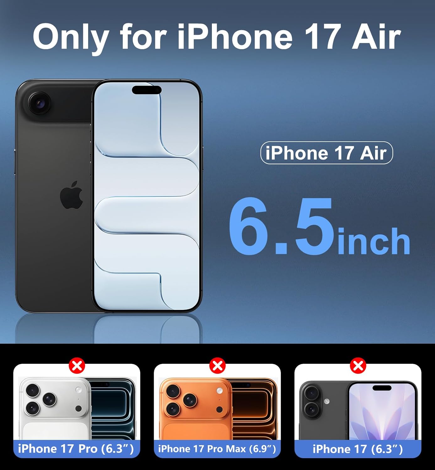 for iPhone 17 Air Case with Built-in Invisible Kickstand,[2*Screen Protector] Military-Grade Protection Shockproof Protective Cover,Hard Back Stand Phone Case for iPhone 17 Air (Black)