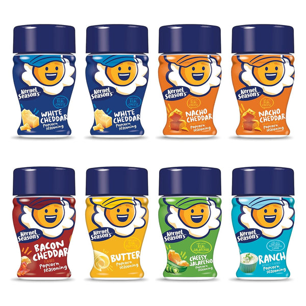 Kernel Season's Popcorn Seasoning Mini Jars Variety Pack, 8 Count, 0.9 Ounce, Gluten Free, Kosher, Made in USA