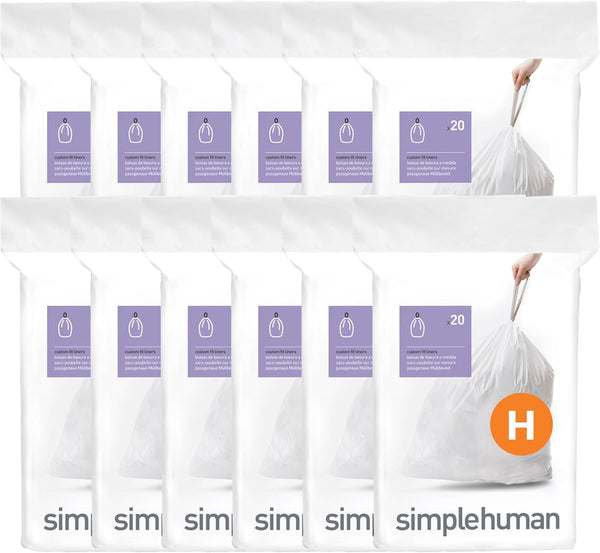 Custom fit liners for simplehuman trash cans, 100 count, 50% PCR plastic, 50-60 liter capacity