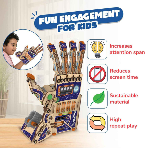 Smartivity DIY robotic mechanical hand STEM toy kit for kids aged 8-14 with clear manual and fun engagement