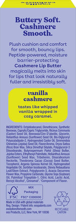 eos Vanilla Cashmere Lip Butter - 0.35 fl oz, shea butter, plumping peptides, softening lip moisturizer