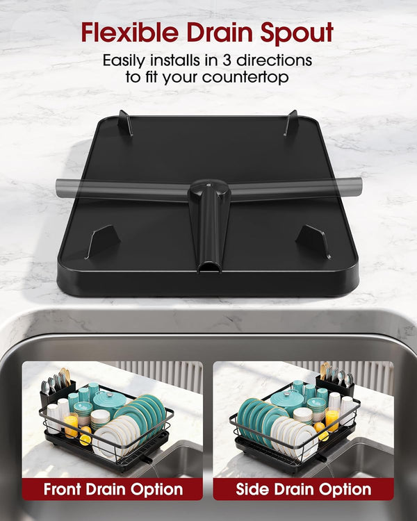 Stainless Steel Dish Rack with Drainboard for Kitchen Counter and Sink