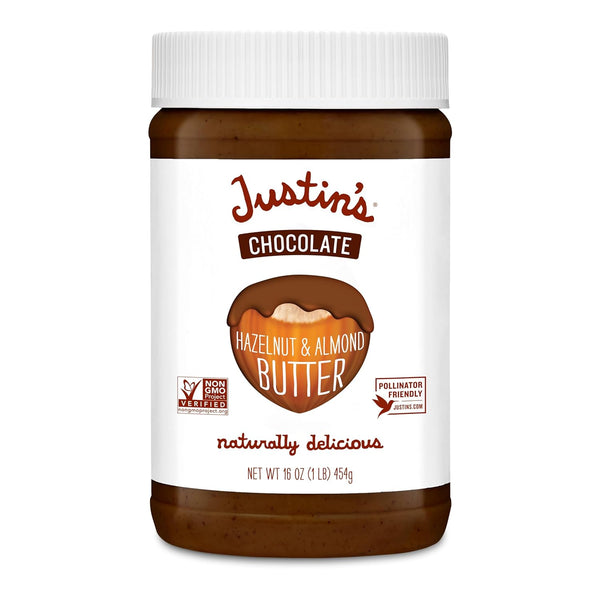 Justin's Organic Hazelnut Almond Butter Chocolate Spread, 16 Ounces, Gluten-free, No Stir, Kosher