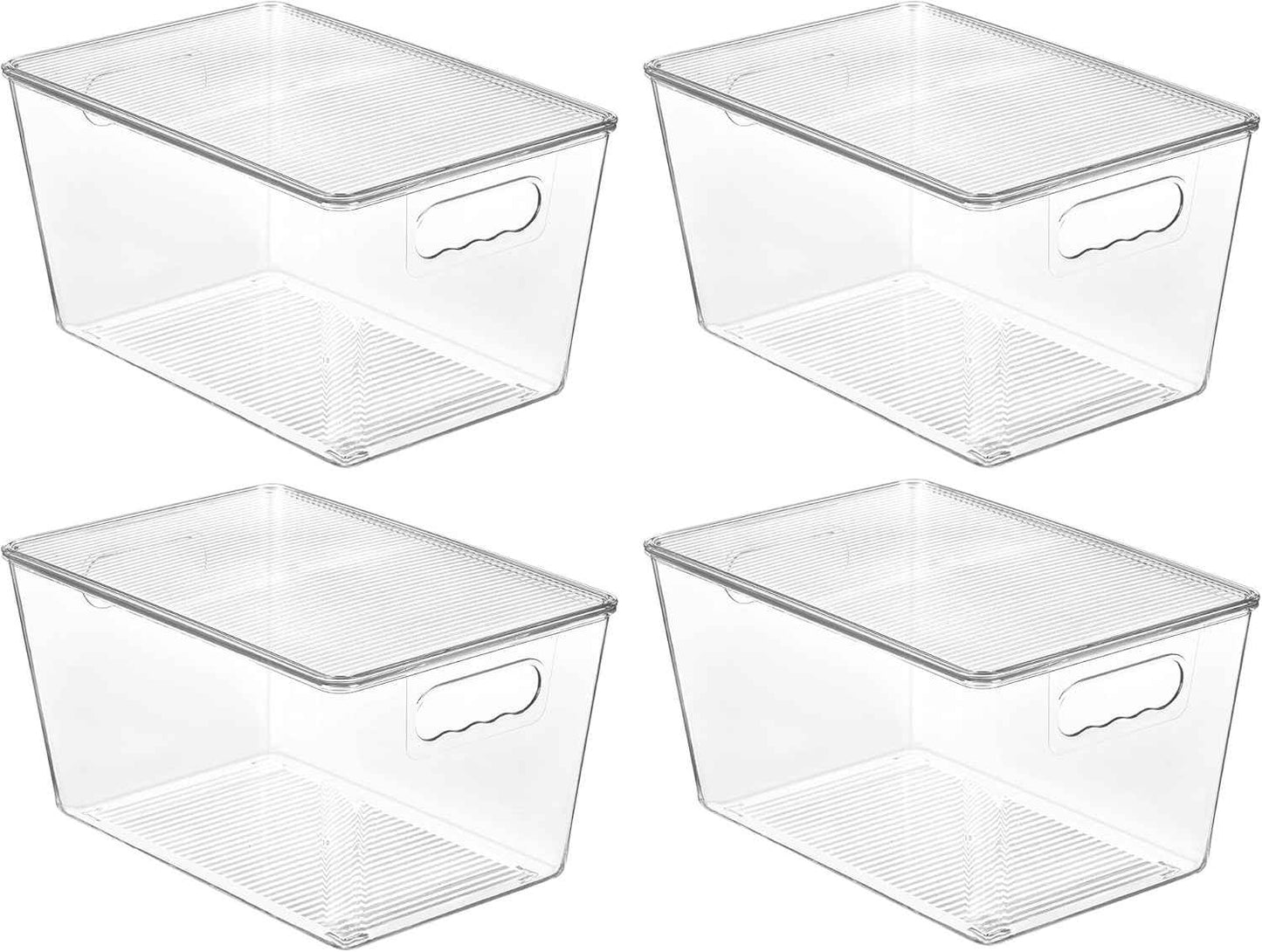 Vtopmart 6 Pack Clear Stackable Storage Bins with Lids, Medium Plastic Containers with Handle for Pantry Organizer and Storage,Perfect for Kitchen,Fridge,Cabinet, Closet,Bathroom Organization