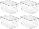 Vtopmart 6 Pack Clear Stackable Storage Bins with Lids, Medium Plastic Containers with Handle for Pantry Organizer and Storage,Perfect for Kitchen,Fridge,Cabinet, Closet,Bathroom Organization