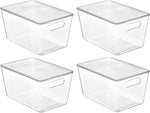 Clear Stackable Storage Bins with Lids for Pantry Organizer and Storage