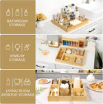 Bamboo Drawer Organizer Set for Bathroom, Kitchen, Office, and Closet