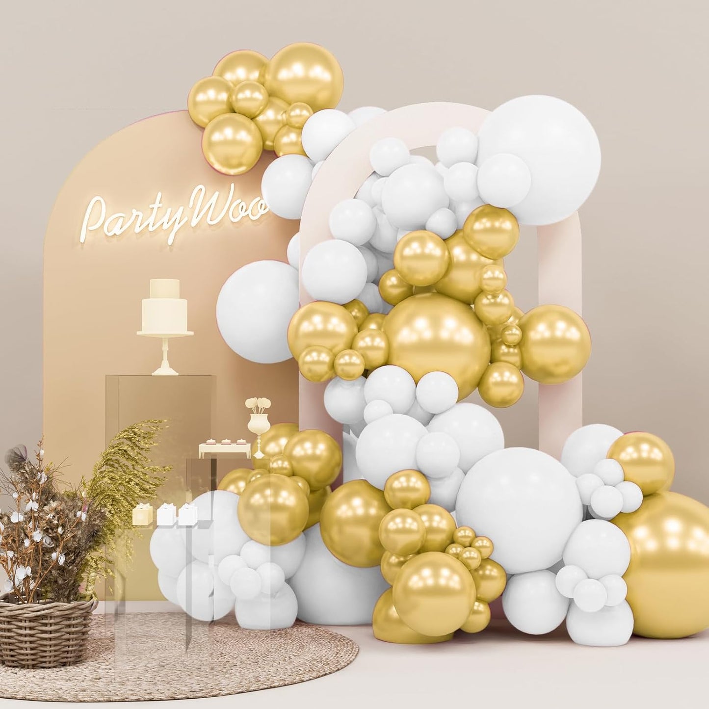 PartyWoo Gold Balloons 140pcs Different Sizes of 18 12 10 5 Inch Gold Balloon Arch Kit Garland for Birthday Wedding Anniversary Baby Shower Graduation Retirement Casino Party Decorations Gold-G101