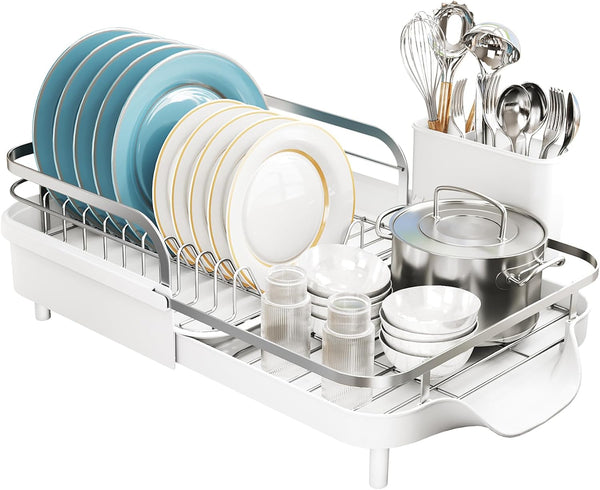 Expandable Stainless Steel Dish Drying Rack for Kitchen Counters