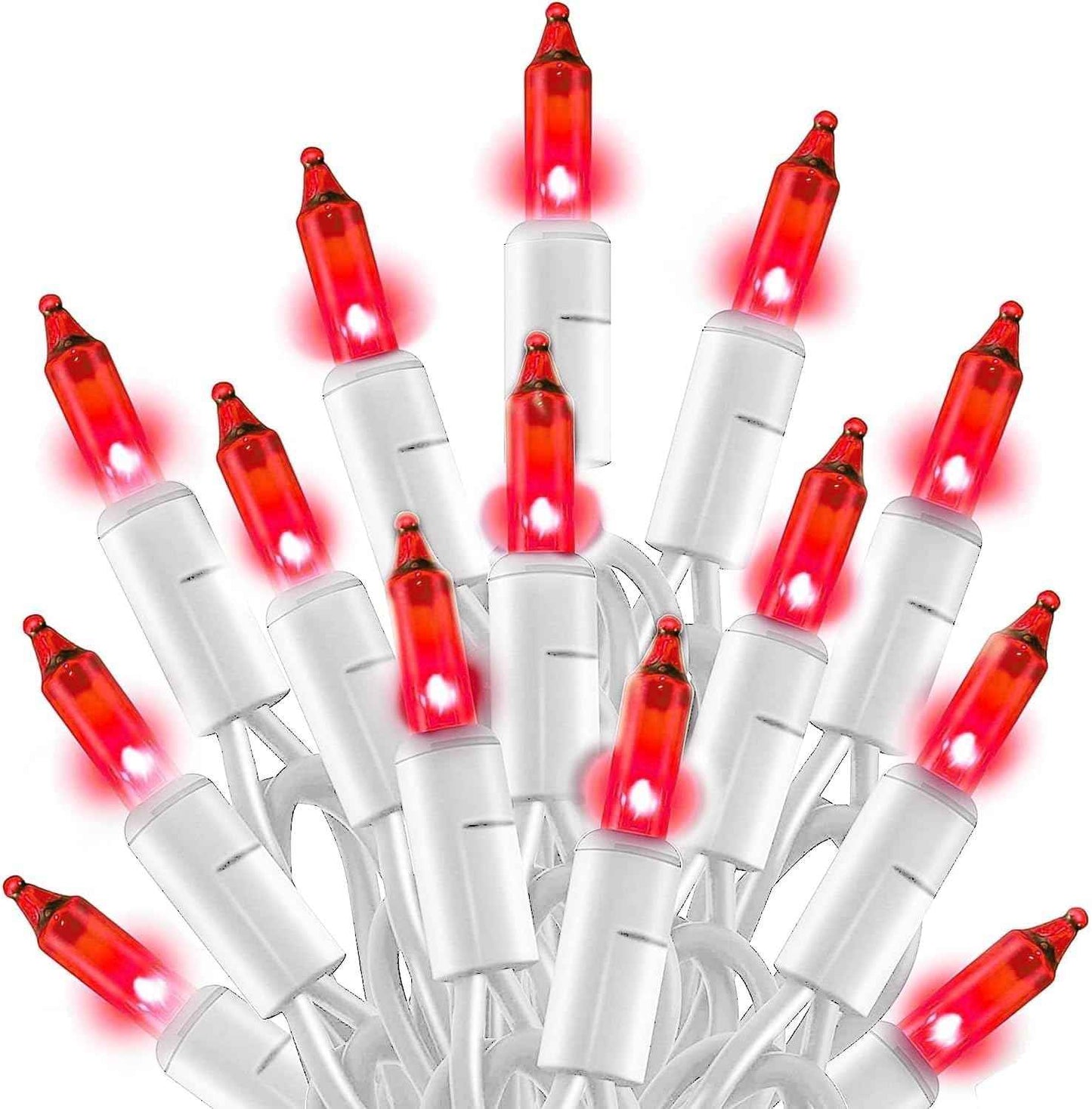 TW SHINE Warm White Christmas Lights, 20FT 100 Count Incandescent White Wire Christmas Tree Lights, Waterproof Xmas String Lights for Outdoor Indoor Home Party Decorations