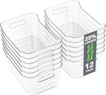 12 Pack Clear Plastic Storage Bins for Home and Office Organization