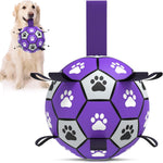 Qdan dog toys 6 inch world cup dog soccer ball with straps for small medium pet outdoor play