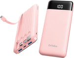 Orfeika Portable Phone Charger, 10000mAh Portable Charger 22.5W Fast Charging Power Bank with Built-in Cables, Travel Essential Battery Pack Compatible with iPhone, Samsung, Google, iPads, etc