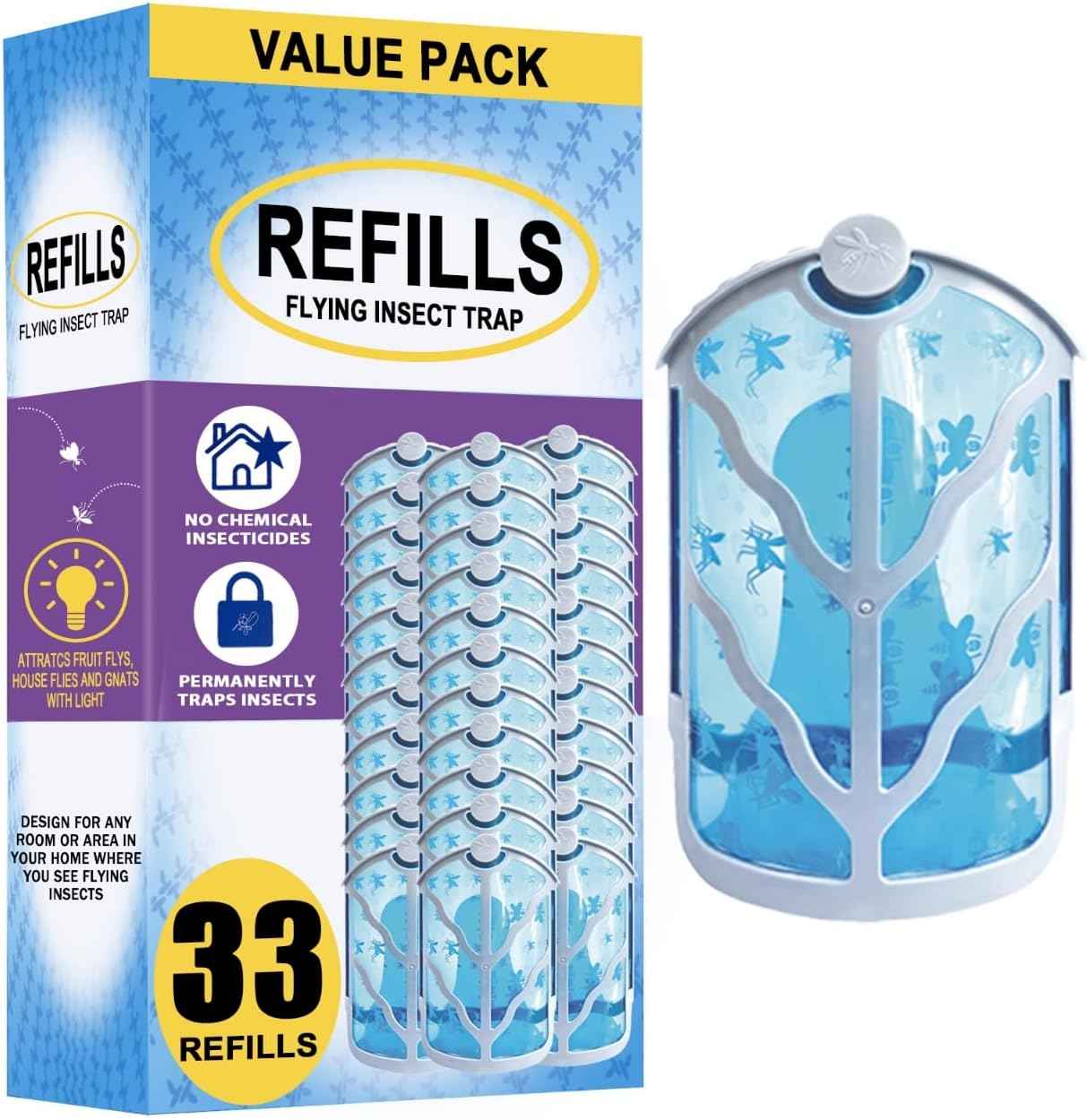 BAIMNOCM 33 Pack Refills Cartridge Compatible with Zevo Flying Insect Trap Refill M364 M364A and Max,White