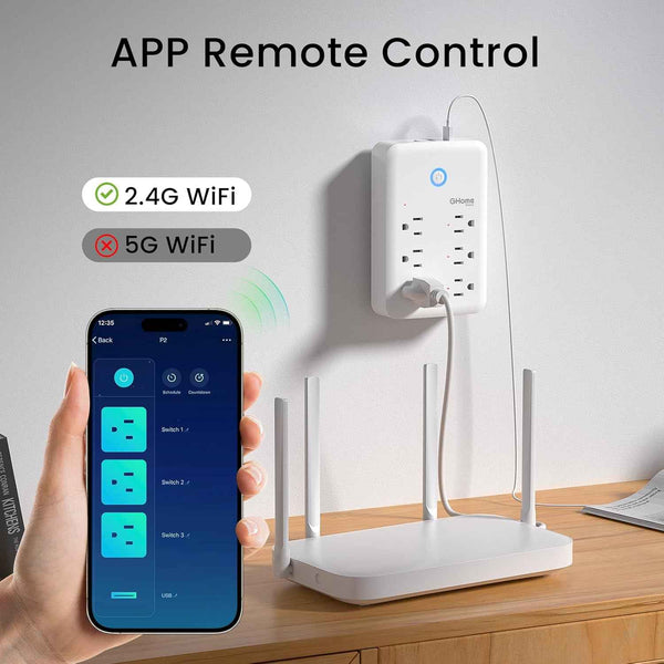 GHome Smart Plug Outlet Extender with USB Wall Charger and 3 Individual Smart Outlets, Compatible with Alexa and Google Home