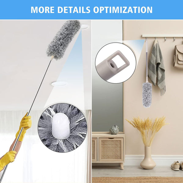 Microfiber feather duster kit with 5-in extension pole, cobweb duster, and microfiber dusters for high ceilings and furniture