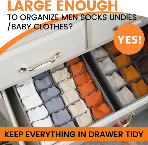 3 Pack Sock Underwear Drawer Organizer Dividers for Closet Storage