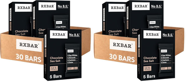 Chocolate Sea Salt RXBAR Protein Bars, 12g Protein, Gluten Free Snacks, 6 Boxes, 30 Bars