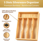 Bamboo kitchen drawer organizer for small drawers, 9 inch silverware tray holder