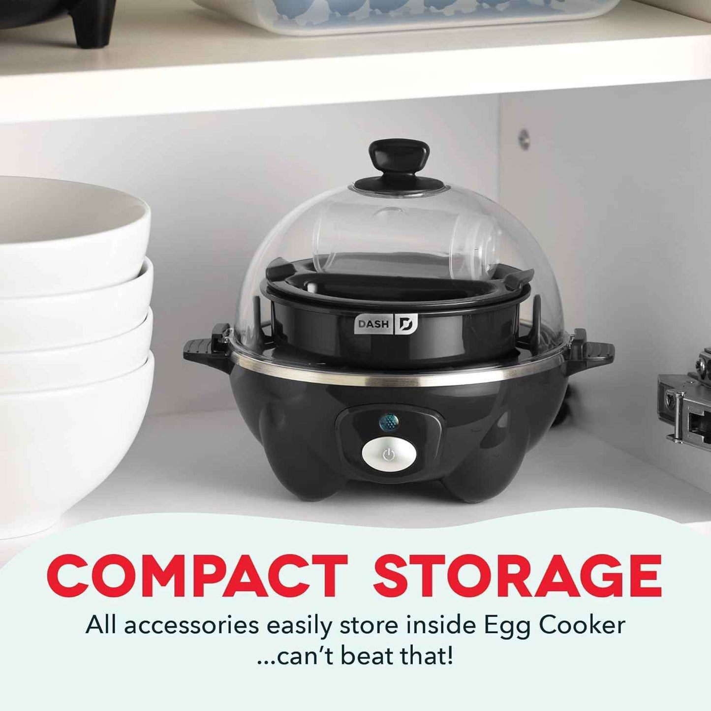 DASH Rapid Egg Cooker: 7 Egg Capacity Electric Egg Cooker for Hard Boiled Eggs, Poached Eggs, Scrambled Eggs, or Omelets with Auto Shut Off Feature - Black'