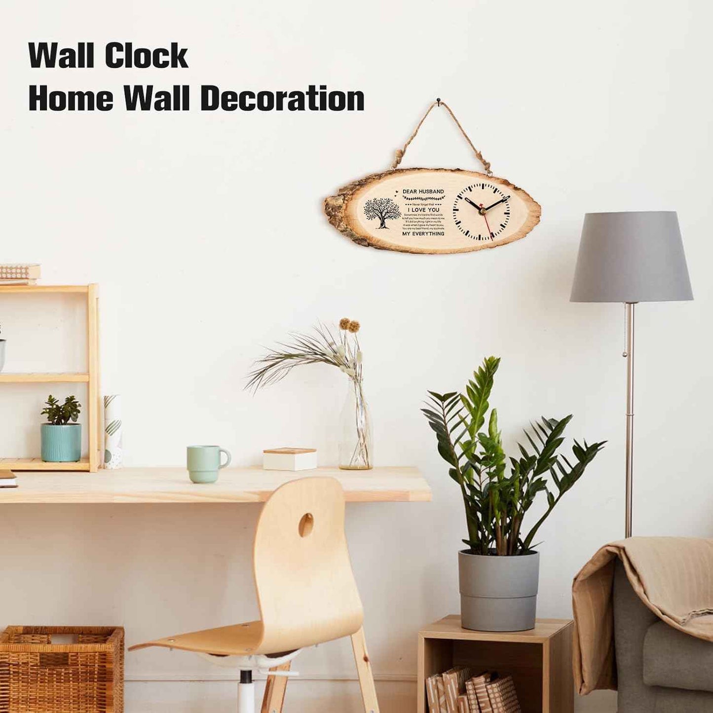 BeauGift Valentines Day Gifts for Him, Mens Wooden Clock Gift for Husband from Wife, Birthday Anniversary Fathers Day Clock Gift for Him Office Home Decor