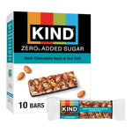Kind Zero Added Sugar Bars, Dark Chocolate Nuts & Sea Salt, Gluten Free, High Fiber, 10 Count