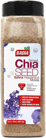 Badia Ground Chia Seeds, 16 oz – Superfood for Smoothies, Baking & Cooking – Source of Fiber, Omega-3 & Protein