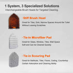 Tile Tub Scrubber Brush with 3 Different Function Cleaning Heads and 56" Extendable Long Handle-No Scratch Shower Scrubber for Cleaning Bathroom Kitchen Toilet Wall,Bathtub,Sink,Grey