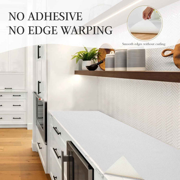 Beautysaid shelf and drawer liner for kitchen, non adhesive, waterproof, washable, thickened shelf paper protector (white, 12 in x 10 ft)