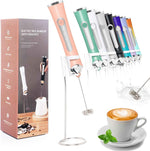 Rechargeable Milk Frother Handheld For Coffee,3 Speeds Frother Wand With Stand, Batidora De Mano Electrica,Coffee Frother With 2 Heads,Drink Mixer Electric Handheld,Kitchen Essentials(Black)