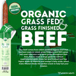 Organic Beef Sticks - Grass Fed, Zero Sugar, Non-GMO, Individually Wrapped Meat Snacks