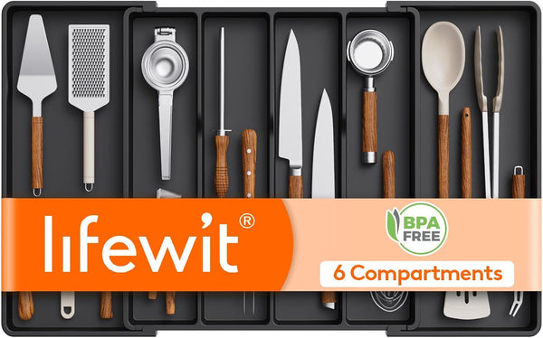 Lifewit Utensil Organizer for Kitchen Drawers with Adjustable Cutlery Holder
