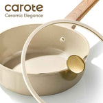 CAROTE 14Pcs Non-stick Ceramic Cookware Set, PFAS and PFOA Free, Kitchen Cooking Essentials