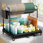 Sakugi 2-Tier Dish Drying Rack for Kitchen Counter Organization