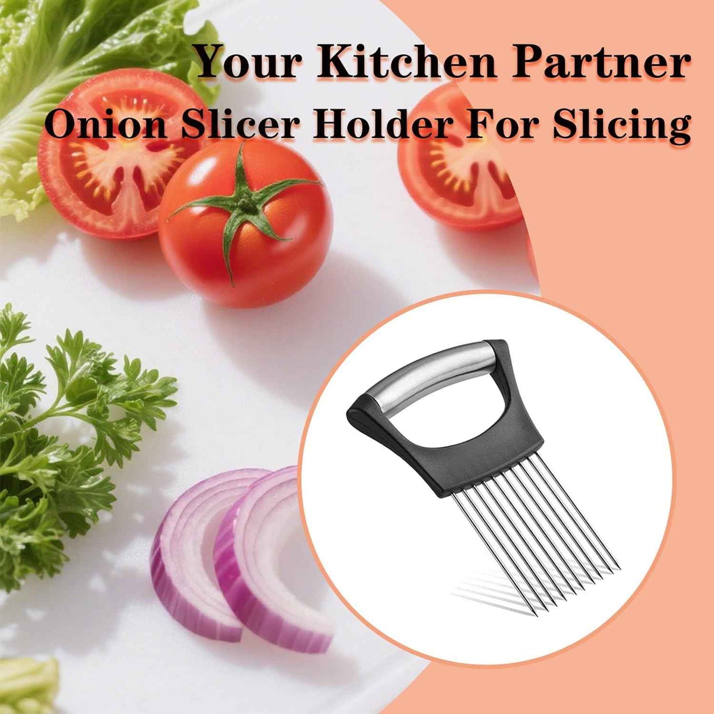 2PCS Onion Holder for Slicing, Onion Slicer Holder, Onion Cutter Vegetable Chopper for Slicing of Tomatoes, Avocados, Eggs and Other Vegetables, Multi-functional Kitchen Gadgets