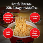 Nongshim Shin Ramyun Bowl Noodles: Spicy Korean Instant Ramen with Rich Beef Broth, Microwaveable