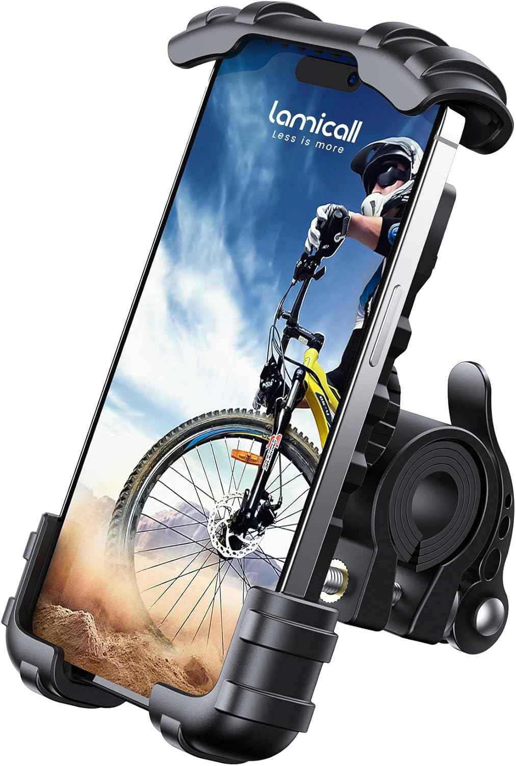 Lamicall Bike Phone Holder, Motorcycle Mount - Motorcycle Phone Holder, Handlebar Cell Phone Clamp, Scooter Phone Clip for iPhone Air 17 Pro Max, 16 15 Pro Max Plus, S20, More 4.7 to 6.8" Smartphones
